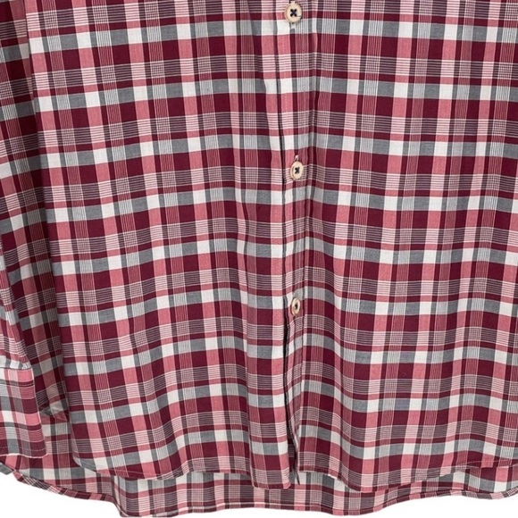Ted Baker Burgundy/Gray Plaid Check Button Up Business Casual Shirt  Size 5/ XL - Picture 6 of 15